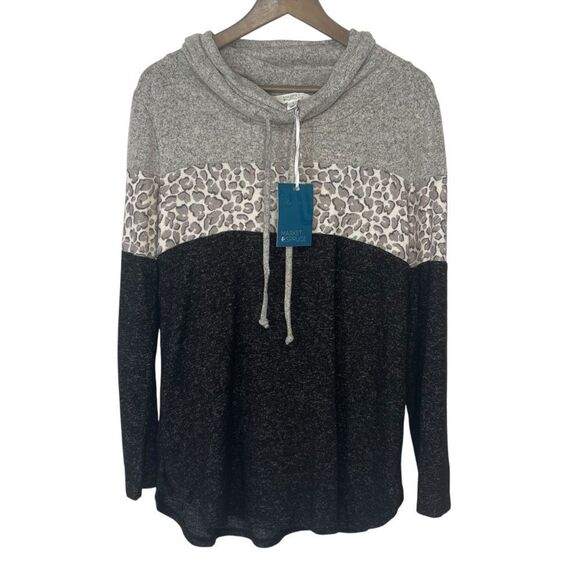 Market & Spruce Cameron Cowl Neck Brush Knit Top Womens Medium Cozy Pullover - Picture 3 of 6